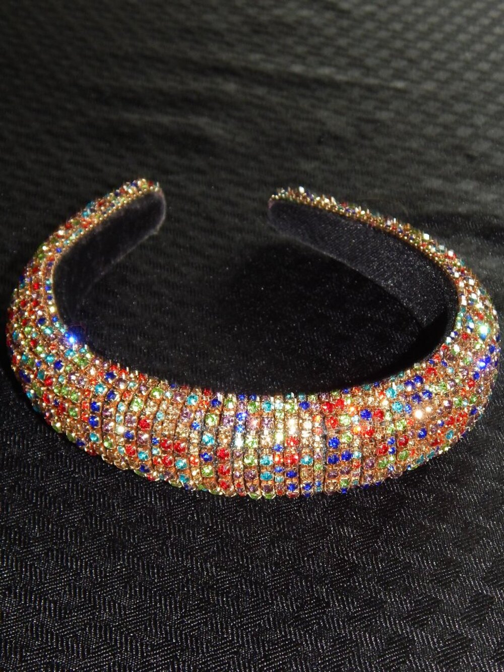 Women's Multicolored Jeweled Rhinestone Velvet Padded Headband